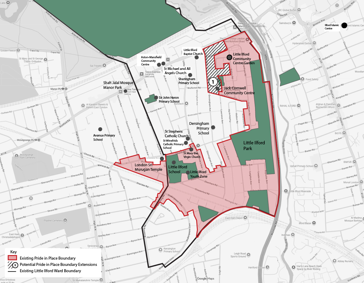 Area 1: Includes all of the Warrior Square Estate and wider area around Jack Cornwell Community Centre.