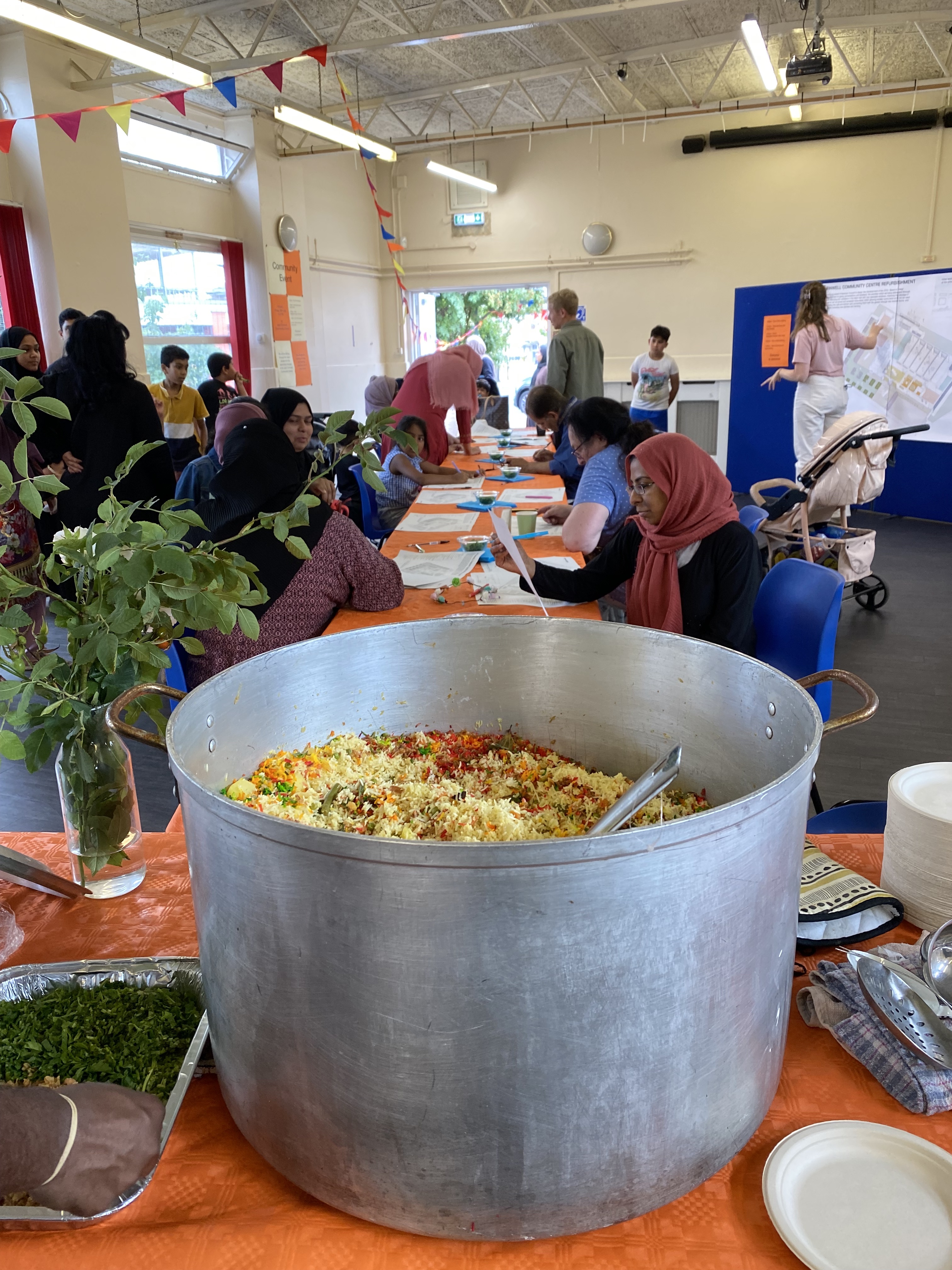 Vegetable biriyani with chaat cooked for the event by a local resident