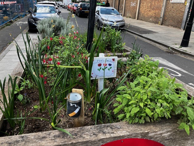 I have also designed a cigarette bin, which has taken a while to establish but people are now using it instead of the planters.