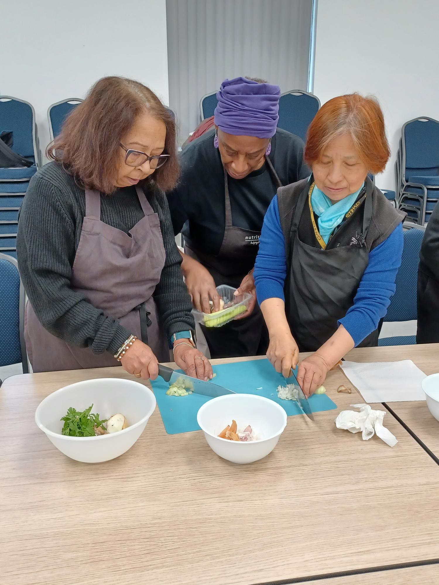 Ladies sharing ingredients