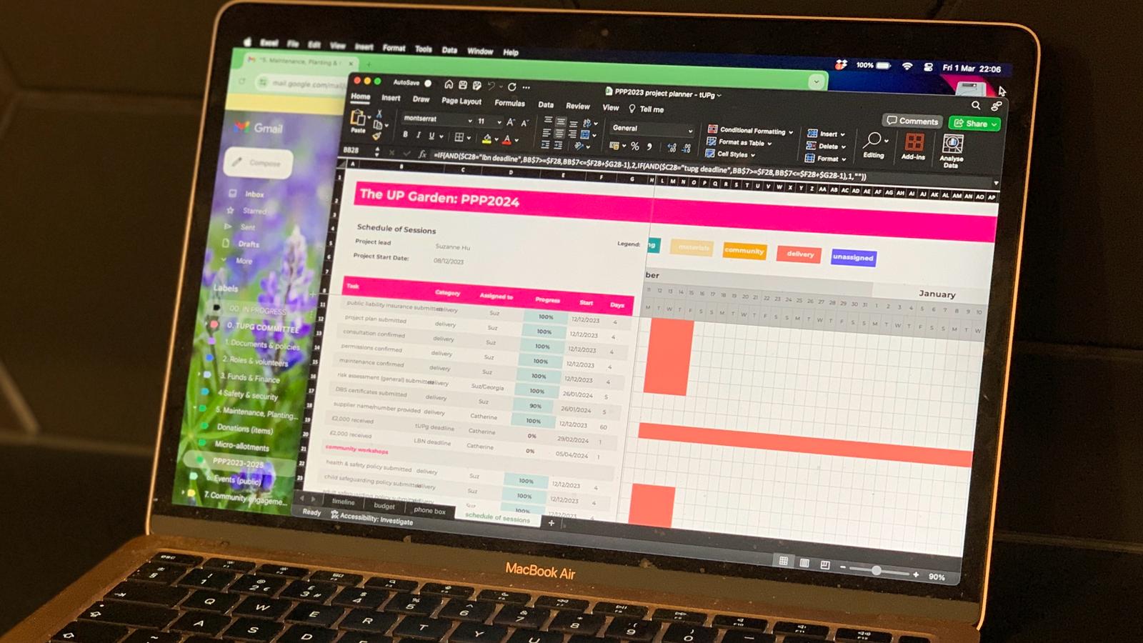laptop displaying PPP project planner